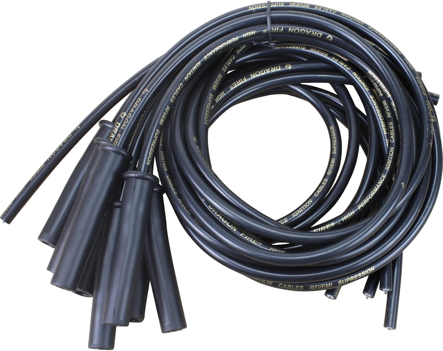 Dragon Fire 8.5mm True Universal Kit 500 Ohm ft. 180 High Performance Spark Plug Wire Set For All Chevy Dodge Ford Small Block Big Block V8 SBC BBC SBF BBF HEMI Female Socket Points Male HEI PWJ217