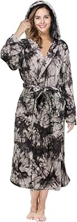 Womens Long Robes Plush Fleece Nightgown Thick Hooded Bathrobe with Pockets Fluffy Sleepwear for Men
