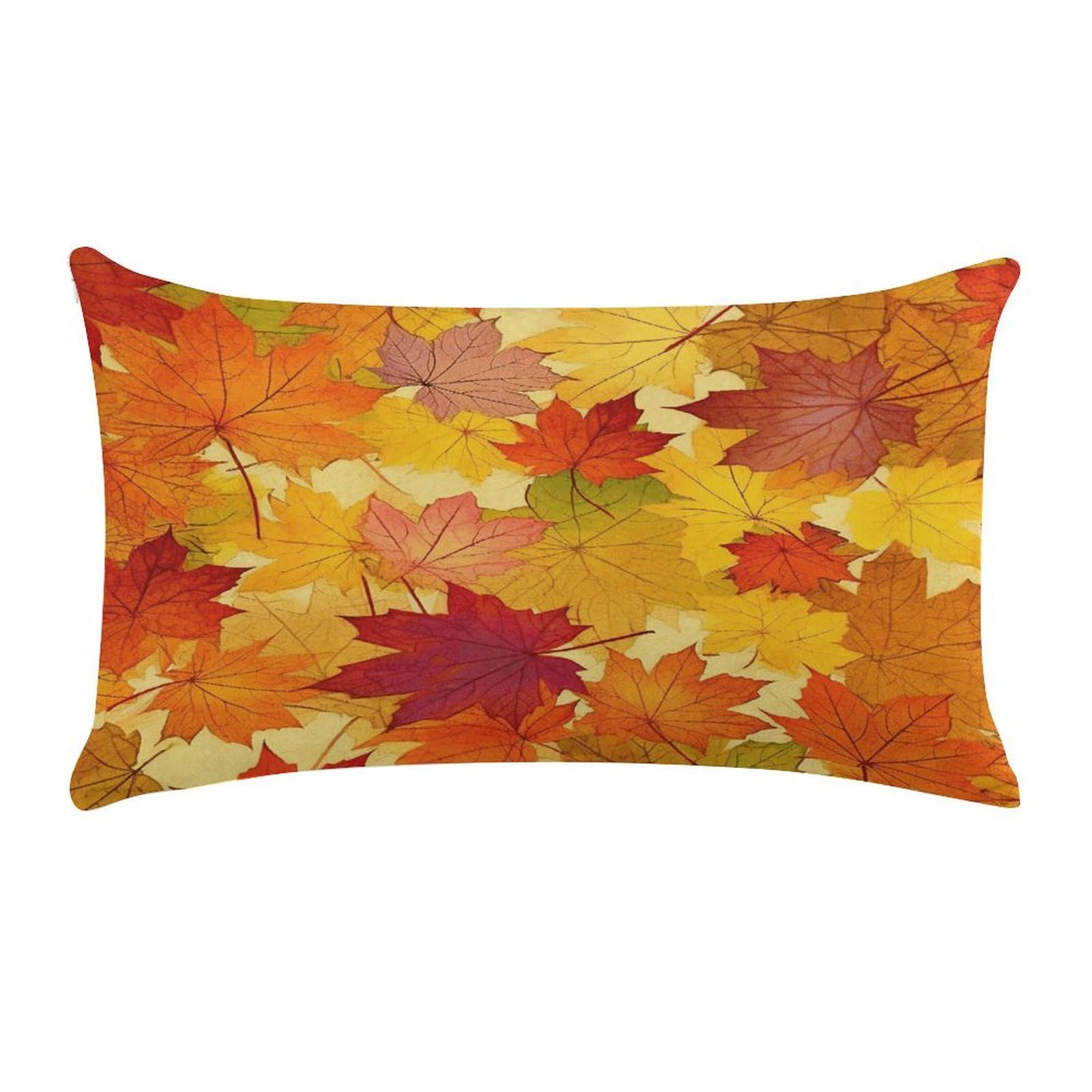 MUSM Autumn Leaves of Maple Throw Pillow Cover Rectangle Short Plush Pillowcase Soft Luxury Decorative Lumbar Throw Pillow Case with Zipper Short Plush Cushion Cases 12 X 20 Inch
