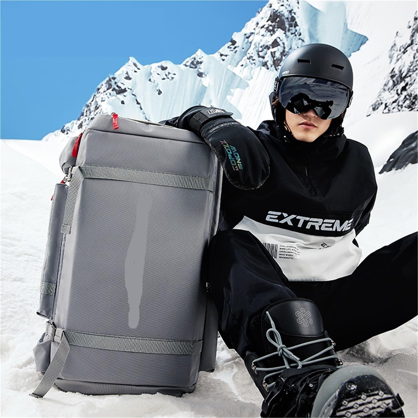Skischuhtasche Skitasche 55L Großes Fassungsvermögen for Skischuhe, Helm, Snowboardkleidung, Rucksack, verstellbar, wasserdicht, Unisex