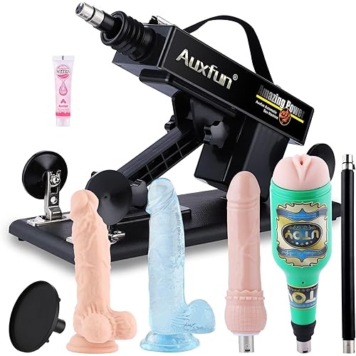 Auxfun Sex Thrusting Machine Automatic Love Machine with Masturbator, Adult Toy for Men and Couples with 3.5 Inch Suction Cup &Huge Dildo attachments