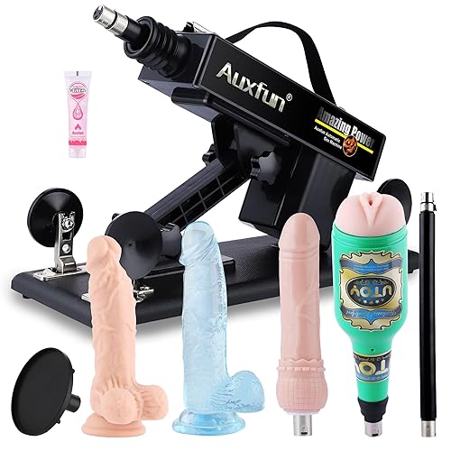 Auxfun Sex Thrusting Machine Automatic Love Machine with Masturbator, Adult Toy for Men and Couples with 3.5 Inch Suction Cup &Huge Dildo attachments - 7 Attachments
