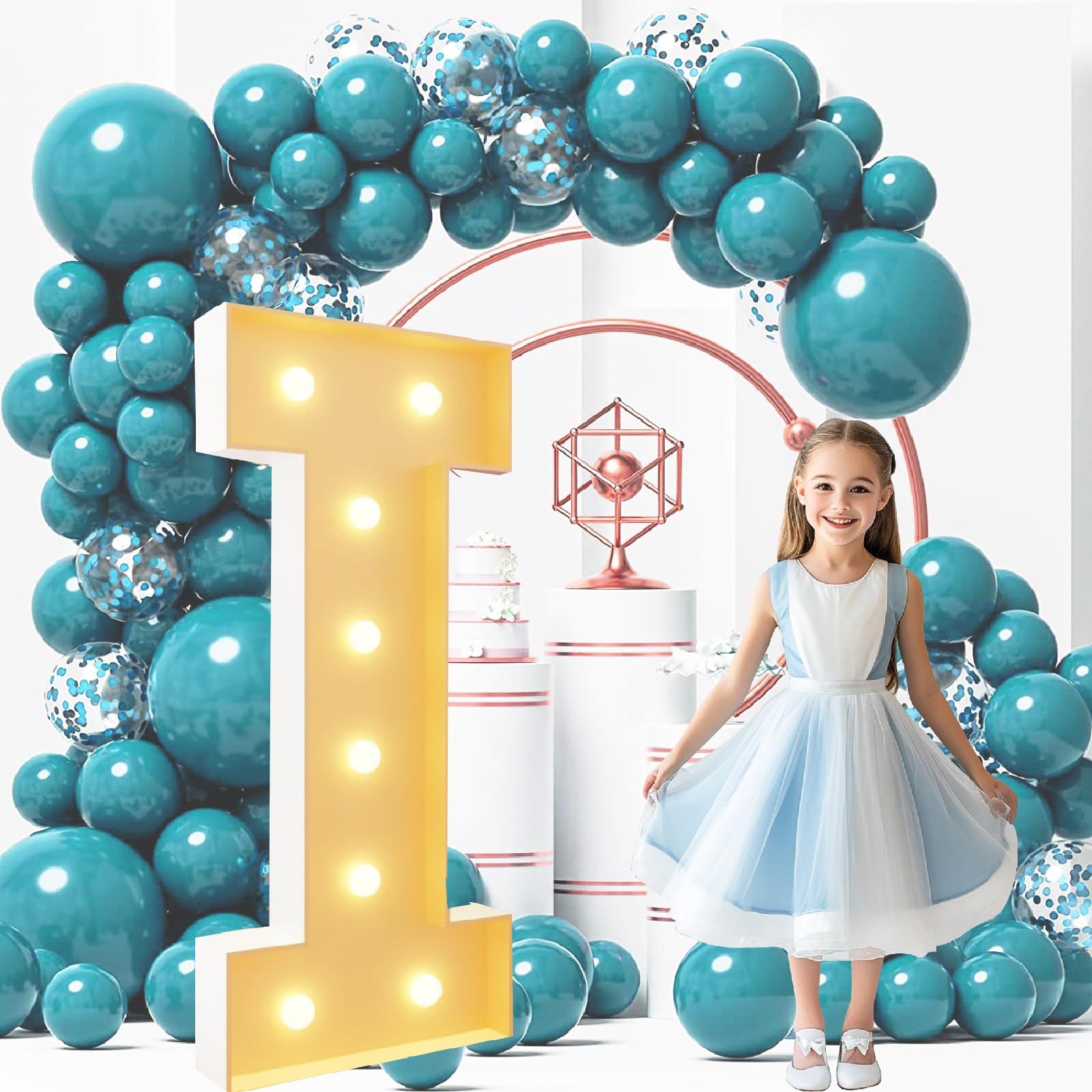Letras Gigantes de marquesina de 1,2 m con Luces Blancas cálidas: Grandes Letras iluminadas, lámpara de Mosaico, decoración for Fiestas, Bodas, cumpleaños y graduaciones.(Letter I,4ft)