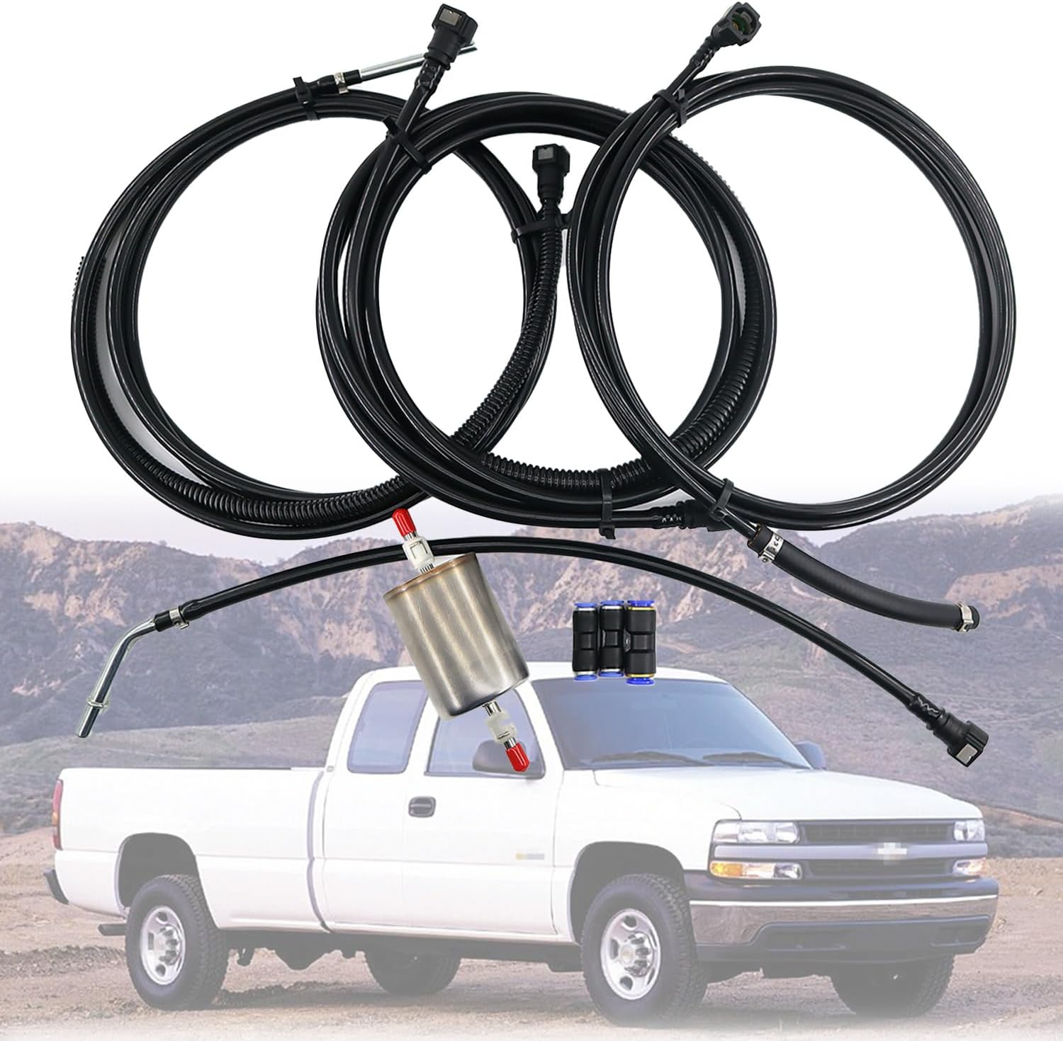 FL-FG0053 Fuel Lines Kit for 1999-2003 Chevy Silverado 1500 2500 GMC Sierra 1500 Fits 4.8L 5.3L 6L 8.1L Pickup Trucks