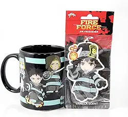 Caneca de café Fire Company 8 que brilha no escuro 325 ml, Chibi, a 8ª empresa, aromatizador de ar com Chibi Maki, a Rainha da Bruxa 14+, da Just Funky