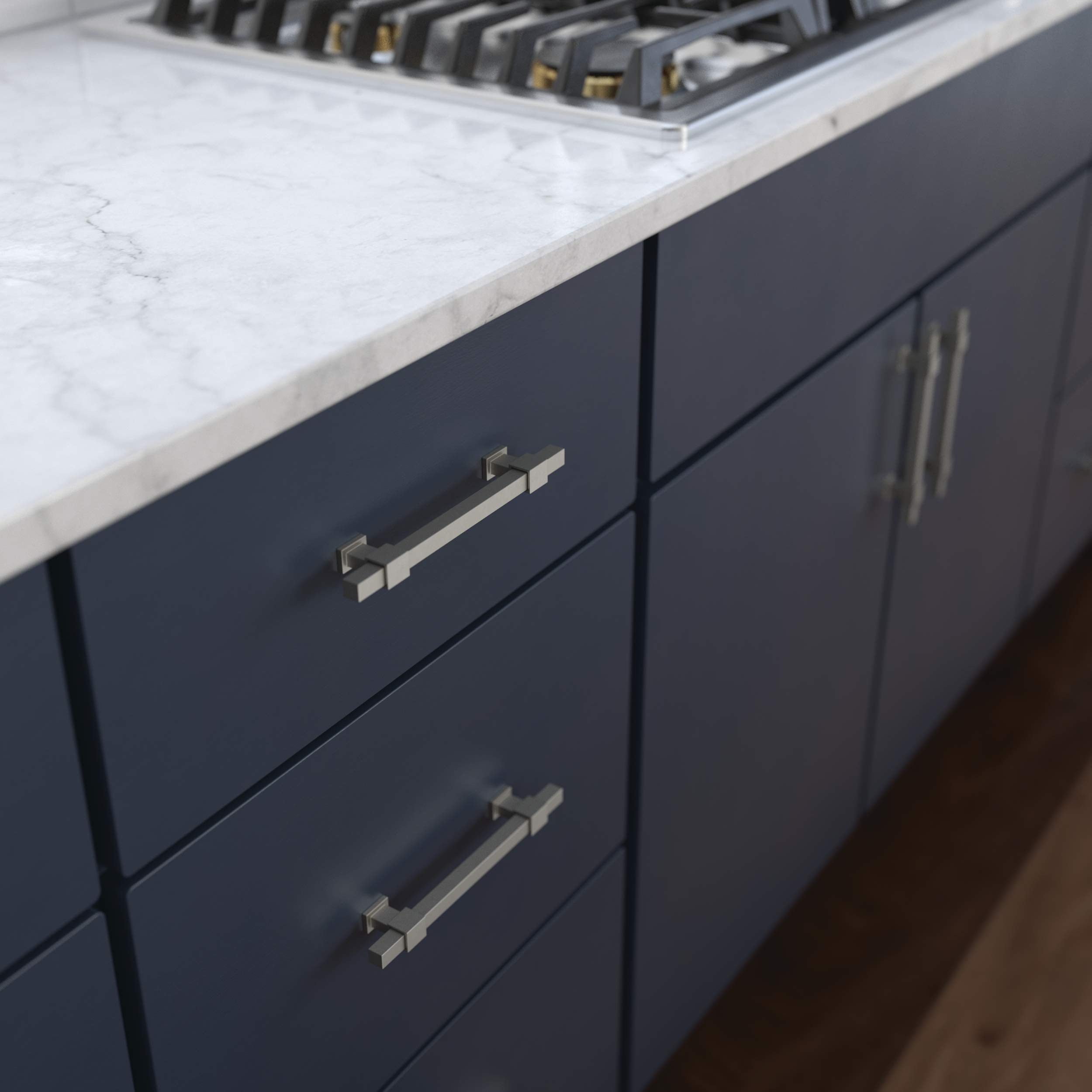 Franklin Brass Adjusta-Pull Square Bar (5-Pack) Adjustable Cabinet Handles 1-3/8' to 6-5/16' Hole Center Matte Satin Nickel Kitchen Dresser - Image 2