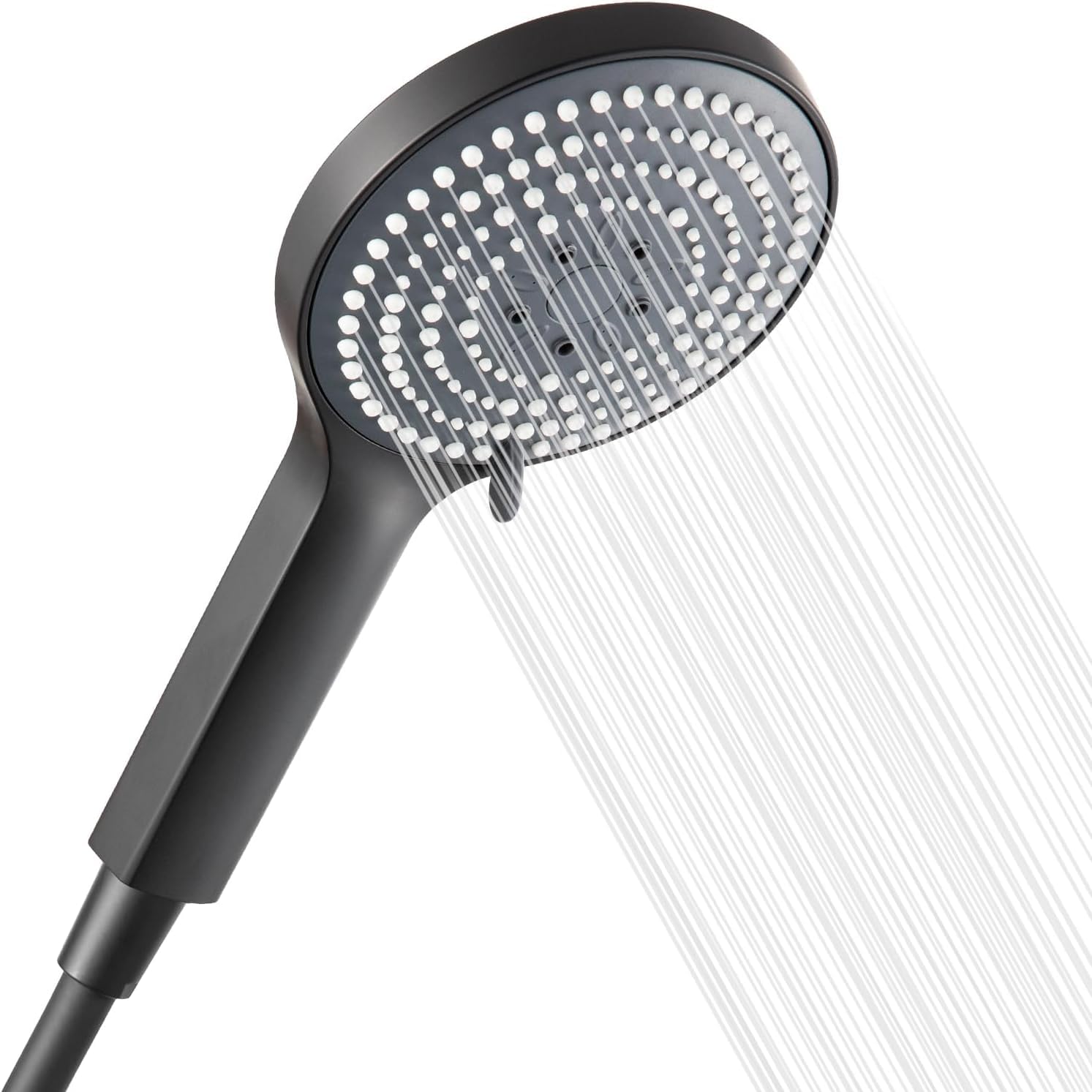 Pommeau de douche avec tuyau noir OFFO grand format 6 jets économie d'eau