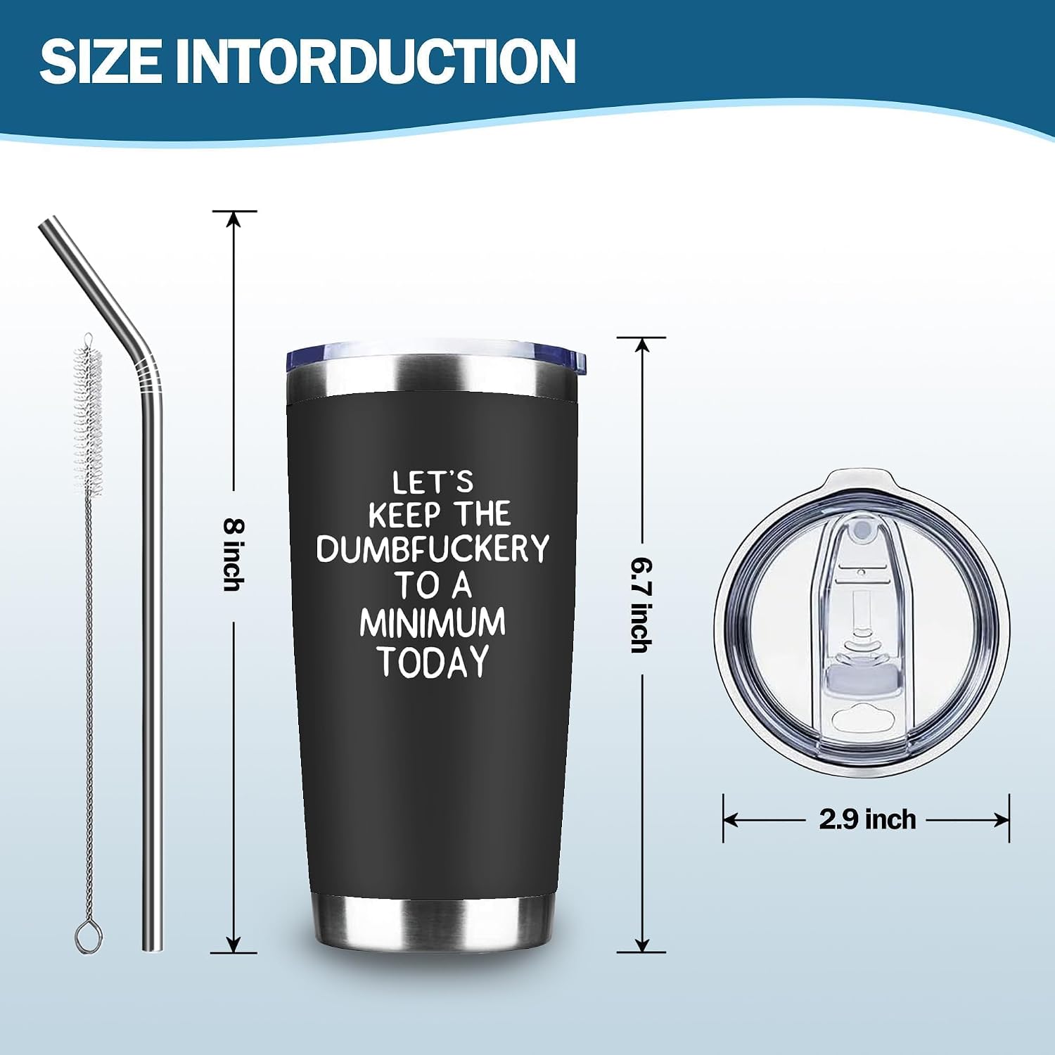 20oz Office Sarcastic Quote Insulated Stainless Steel Tumbler with Lid image 4