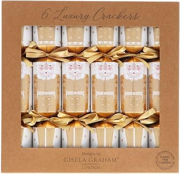 Elegant Gold & Cream Christmas Crackers   Festive Holiday Party Favors, Table Decorations, Seasonal Christmas Table Accessories 6pk