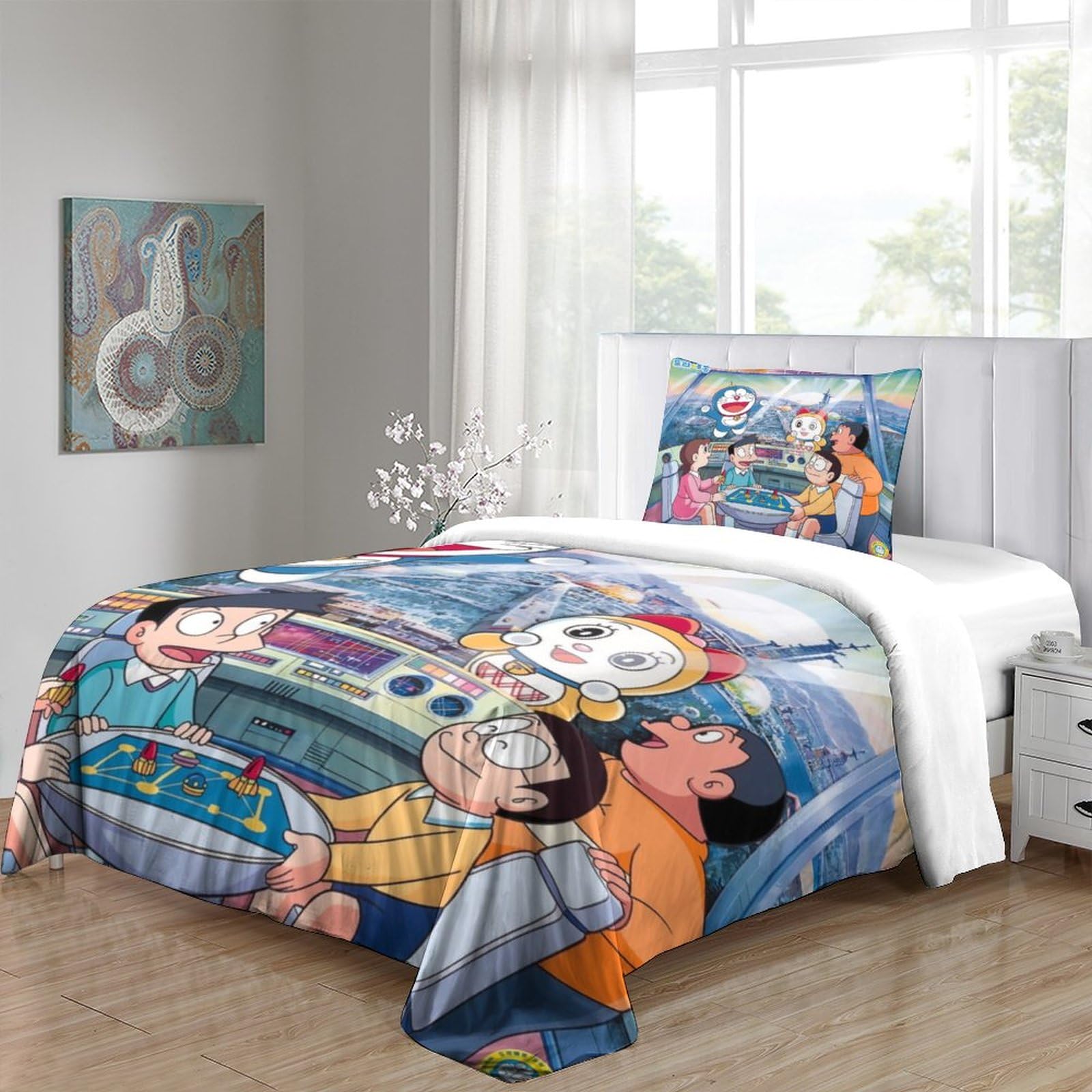 Set Copripiumino Doraemon Microfibra - Singolo 135x200cm, Con Federa, Morbido E Traspirante - Foto 5