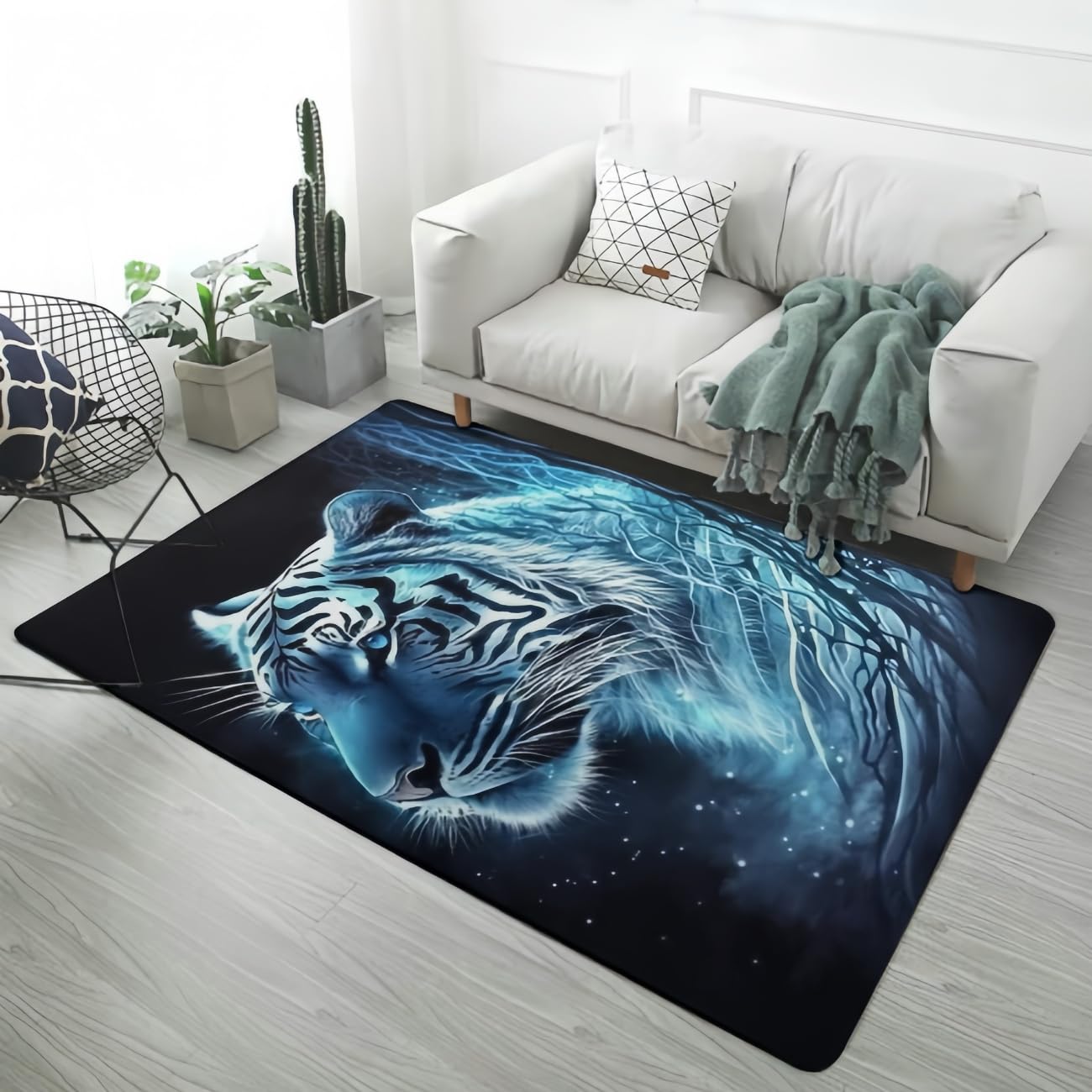 Tapis de sol animaux 3D grand format 160x230 tapis flanelle salon chambre bleu