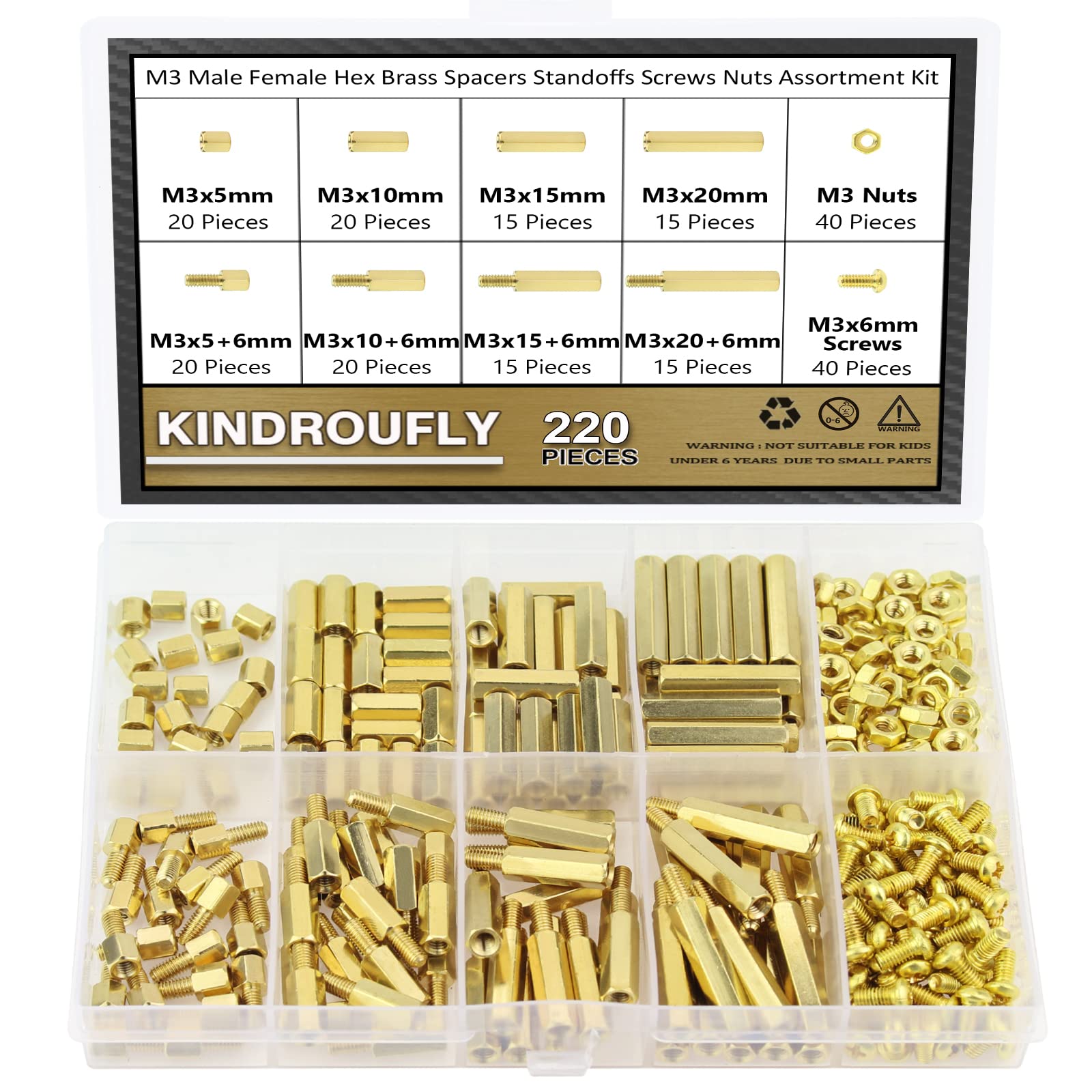 M2 Brass Standoffs & Spacers Kit - 320 Pieces -10 M2 Brass Standoffs & Spacers Kit - 320 Pieces -10