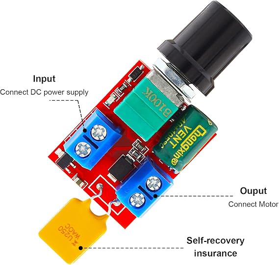 Mini PWM DC Motor Speed Controller, DC 3V 6V 12V 24V 35V 5A Speed Control Switch Small LED Dimmer