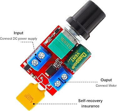 Mini PWM DC Motor Speed Controller, DC 3V 6V 12V 24V 35V 5A Speed Control Switch Small LED Dimmer