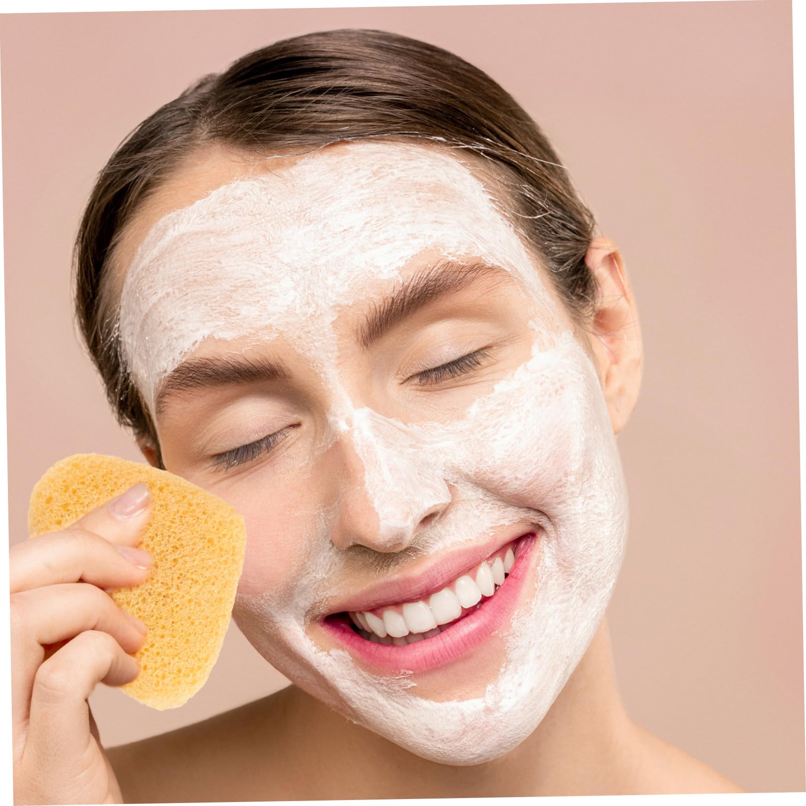 MUSISALY 5Pcs Heart Shaped Face Wash Gentle Exfoliating Sponges for Deep Cleansing for Daily Skincare Routine Removal Pads for Sensitive Skin