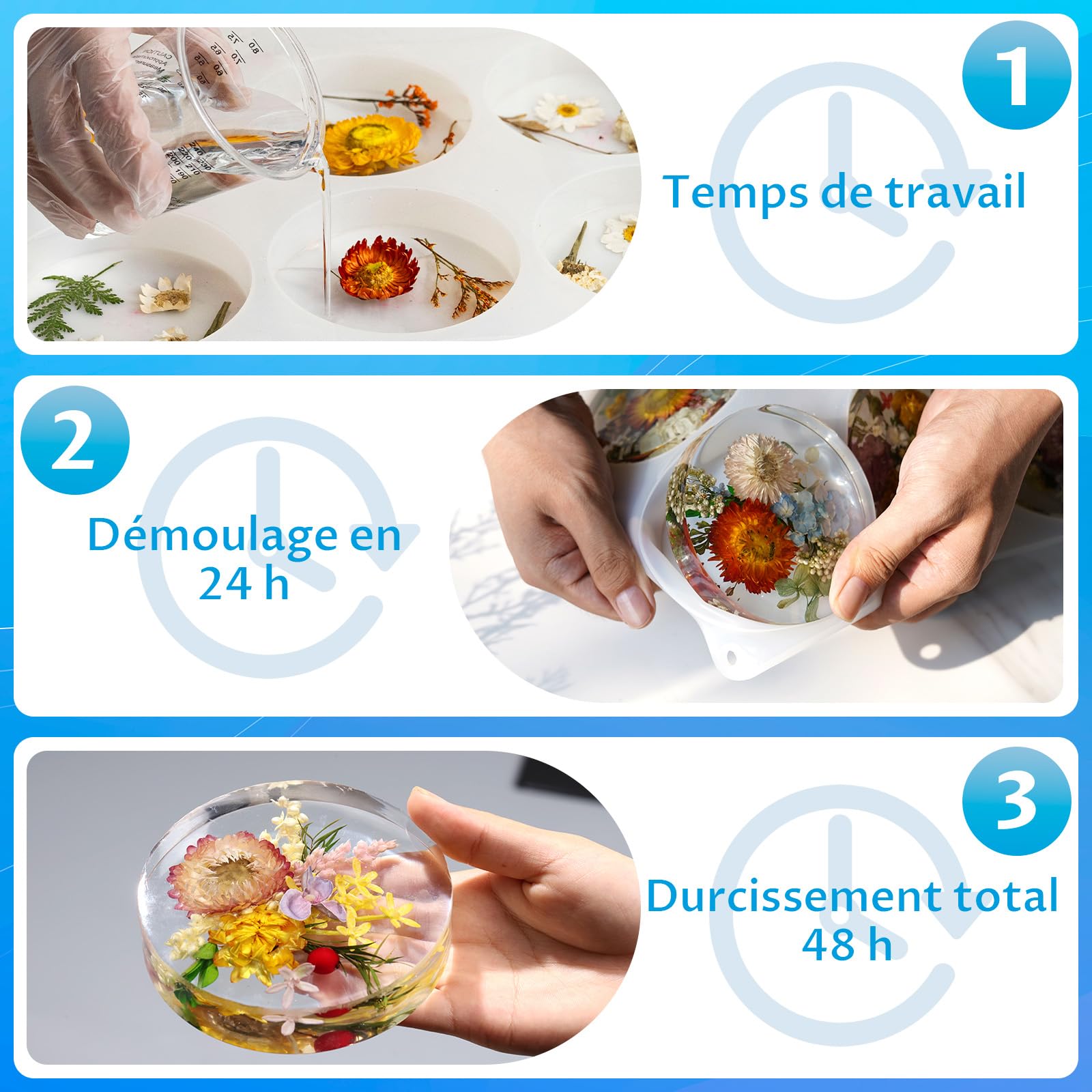 Let’S Resin Résine Époxy 3 kg, Kit Résine et Durcisseur Transparent sans Bulles 2:1, Idéal pour la Création de Bijoux, l’Art DIY, Les Moulages et Les Travaux Manuels