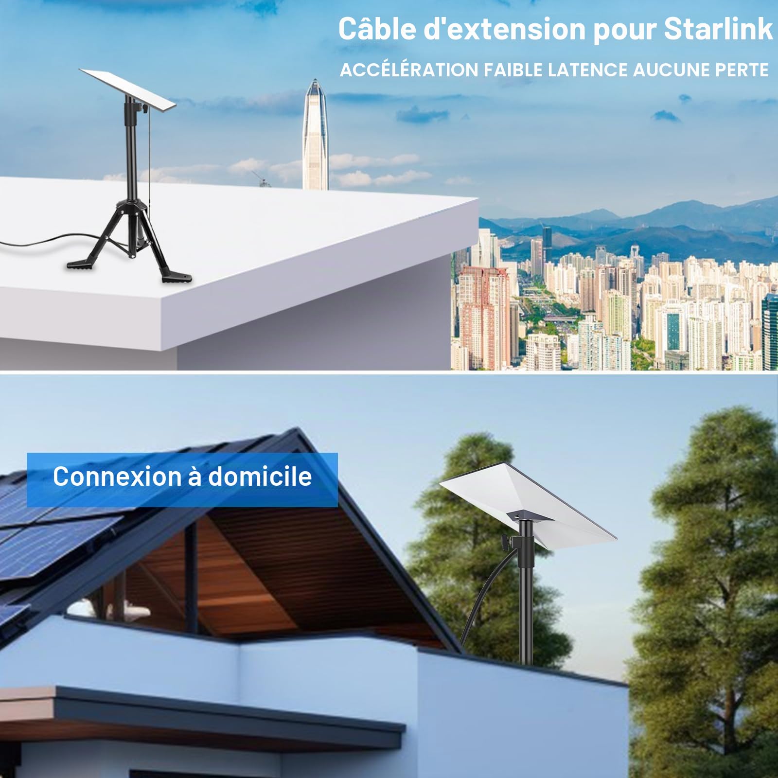 Starlink Câble Starlink Gen 3, 10 m, 23 m, 30 m, 46 m, câble pour Starlink Gen 3, rallonge de câble standard V3, câble Ethernet étanche pour extérieur Starlink Rectangular Satellite V3