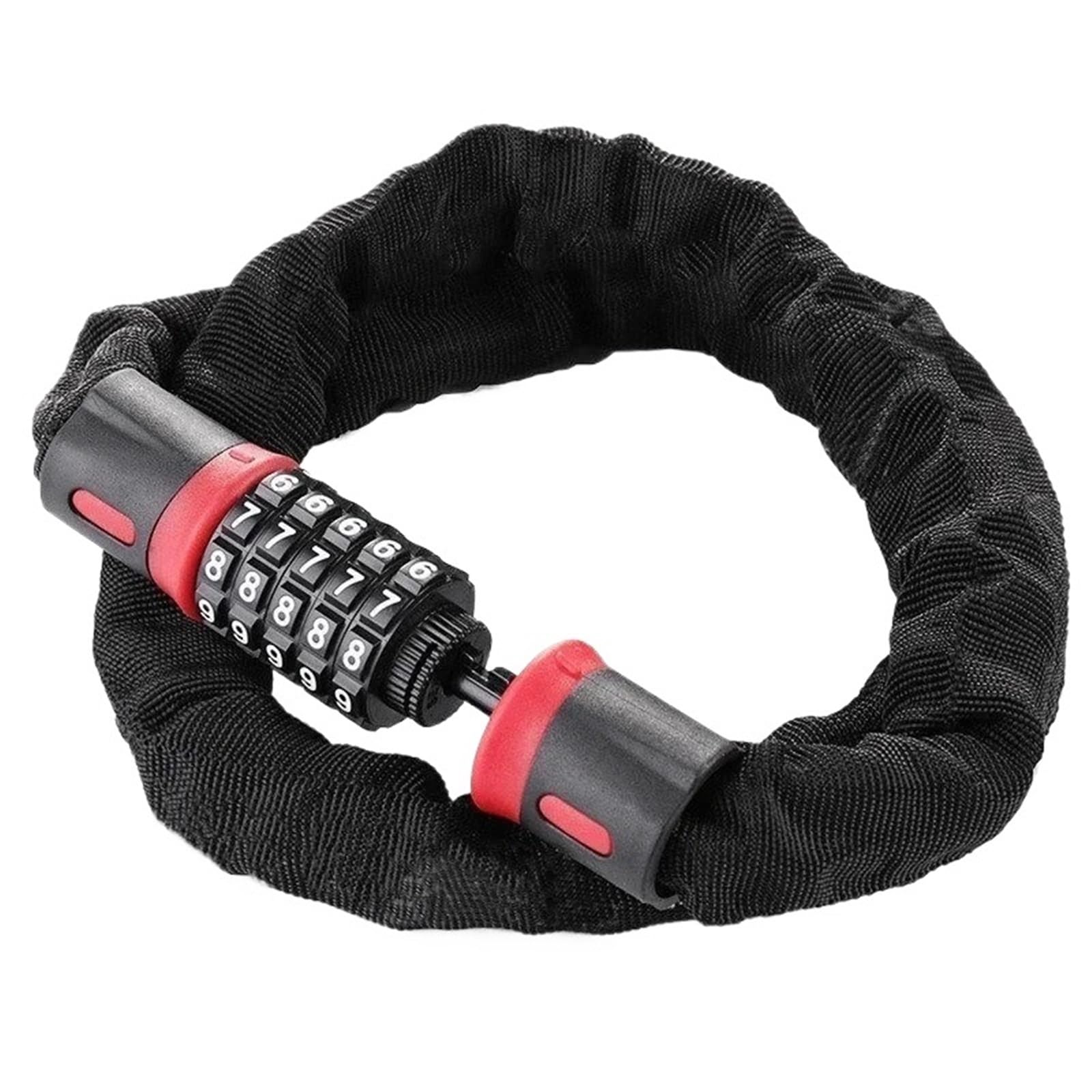 Hydbcnp 90Cm(35.4In) Red Motorcycle Handlebar Lock 1 Pc Tool Bike Locks Heavy Duty Anti Theft 5-Digit Code Keyless Weatherproof For Road, Mountain Motorbike Lock Security(90Cm(35.4In) Red)