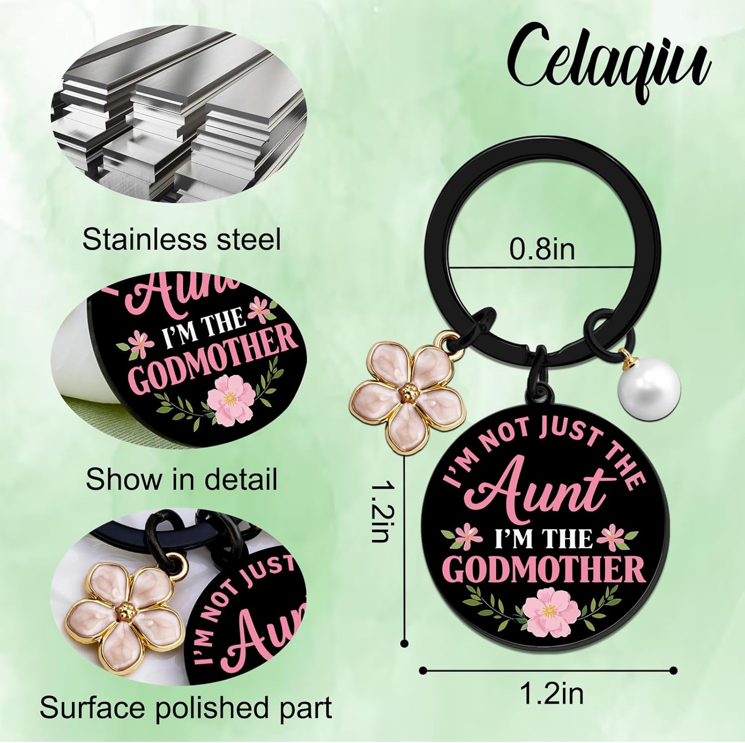 Godmother Gift Auntie Keychain Godmother Gifts from Godchild God Mother Gifts for Women Mothers Day Birthday Gift for Her Aunt Godmothers Keychain for God Mommy - Image 2