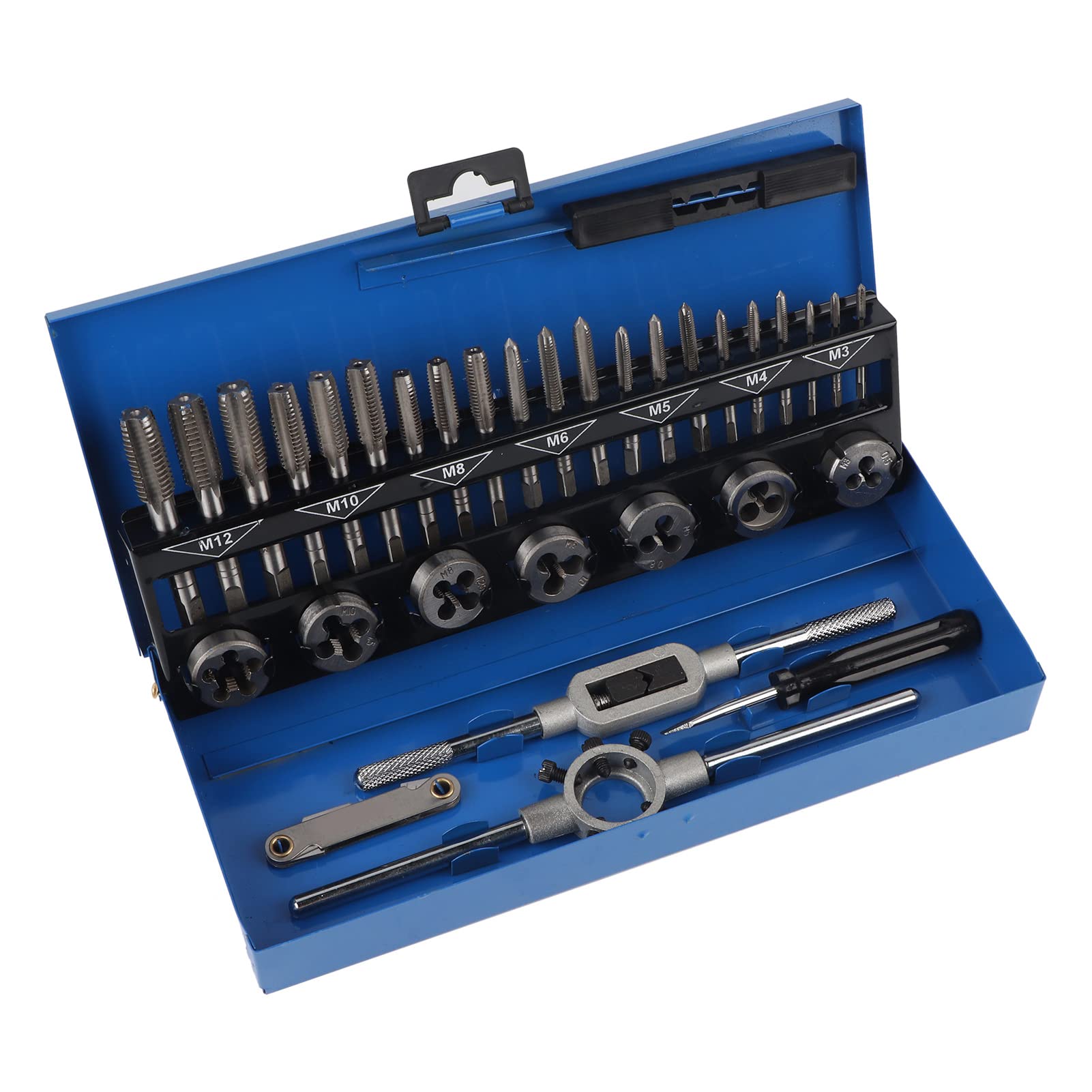Juego de 32 machos y terrajas métricos de Paso Grueso M3 M12 de aleación de Acero con Llave, Calibre de Rosca, Herramientas manuales