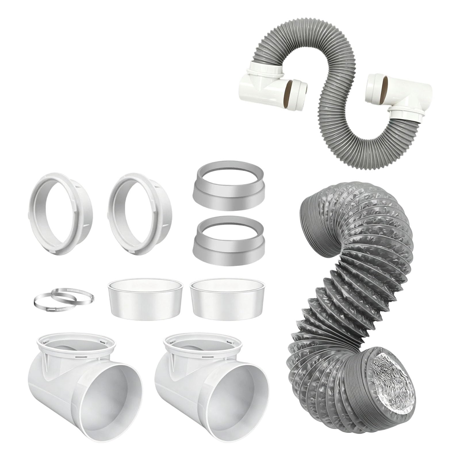 Oxxggkao Duty Dryer Duct Hose Combination with Aluminum Pipe and Tight Seal Silicone Gaskets Heavy Duty Dryer Duct Hose Combination with Aluminum Pipe and Tight Seal Silicone Gaskets