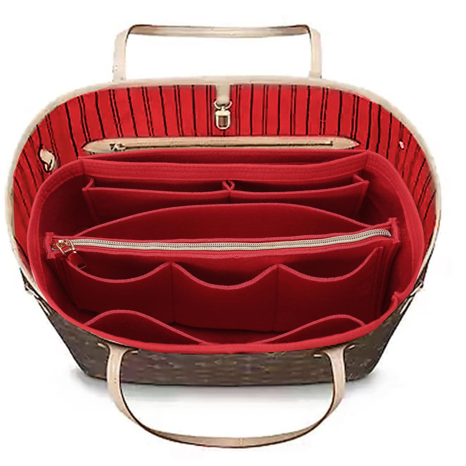 OMYSTYLE FASHION Purse Organizer Insert, Handbag & Tote Organizer, Perfect for Speedy Neverfull and More,Red X-Large