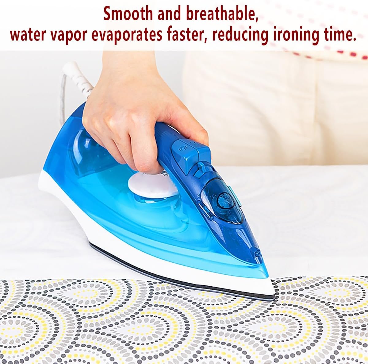 CHEMYO Ironing Board Cover with Extra Thick Padding, Iron Board Cover with Padding with Protective Scorch Mesh Cloth and Fasteners(Blue,48x15in)