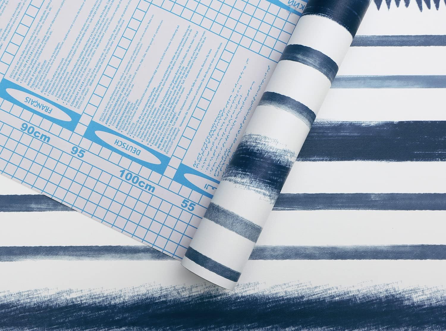 Timeet Blue and White Wallpaper Peel and Stick Wallpaper 17.3 "x 393.7" Line Geometric Stripe Contact Paper Self Adhesive Removable Wallpaper for Bedroom Living Room Decor