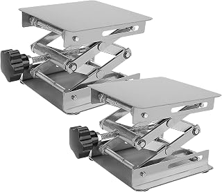 KOHAND 2 Pack 4" x 4" Lab Jack Stand, Stainless Steel Lifting Platform, Expandable Scientific Scissor Lift Table, Lift Height Range from 45 mm to 160 mm, 5 kg/11 lbs Support Weight