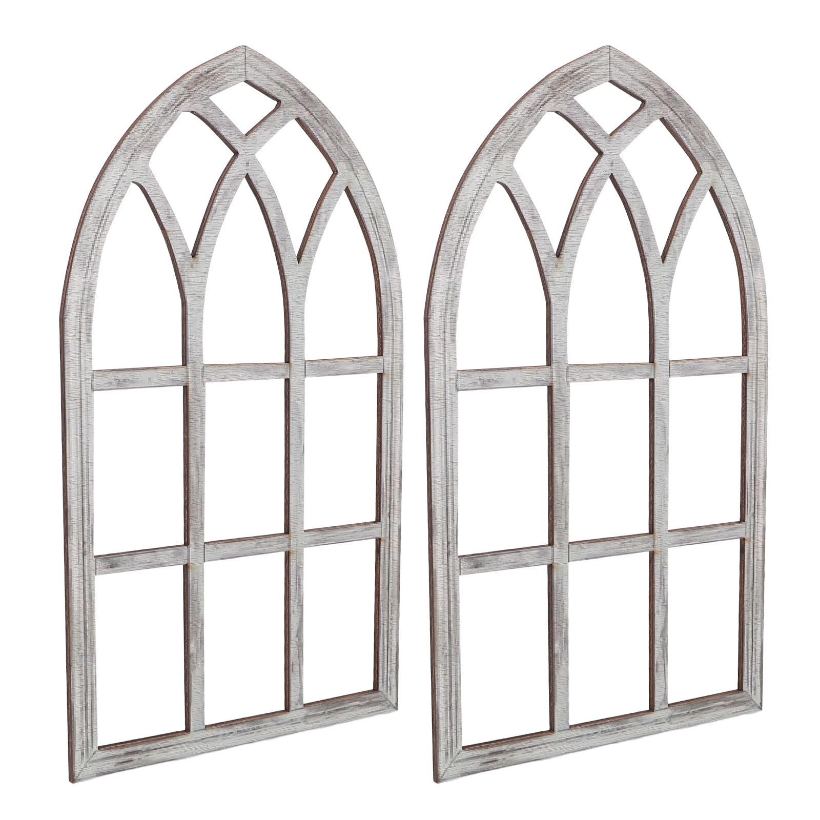 Marcos de ventana para decoración de pared en madera beige y estilo rústico antiguo