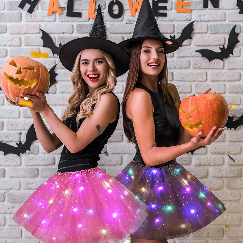 Spódnica z tiulu LED, 3-warstwowe tiulowe spódnice do tańca, świecąca spódnica LED, spódnica tutu na karnawał, Boże Narodzenie, Halloween, ślub