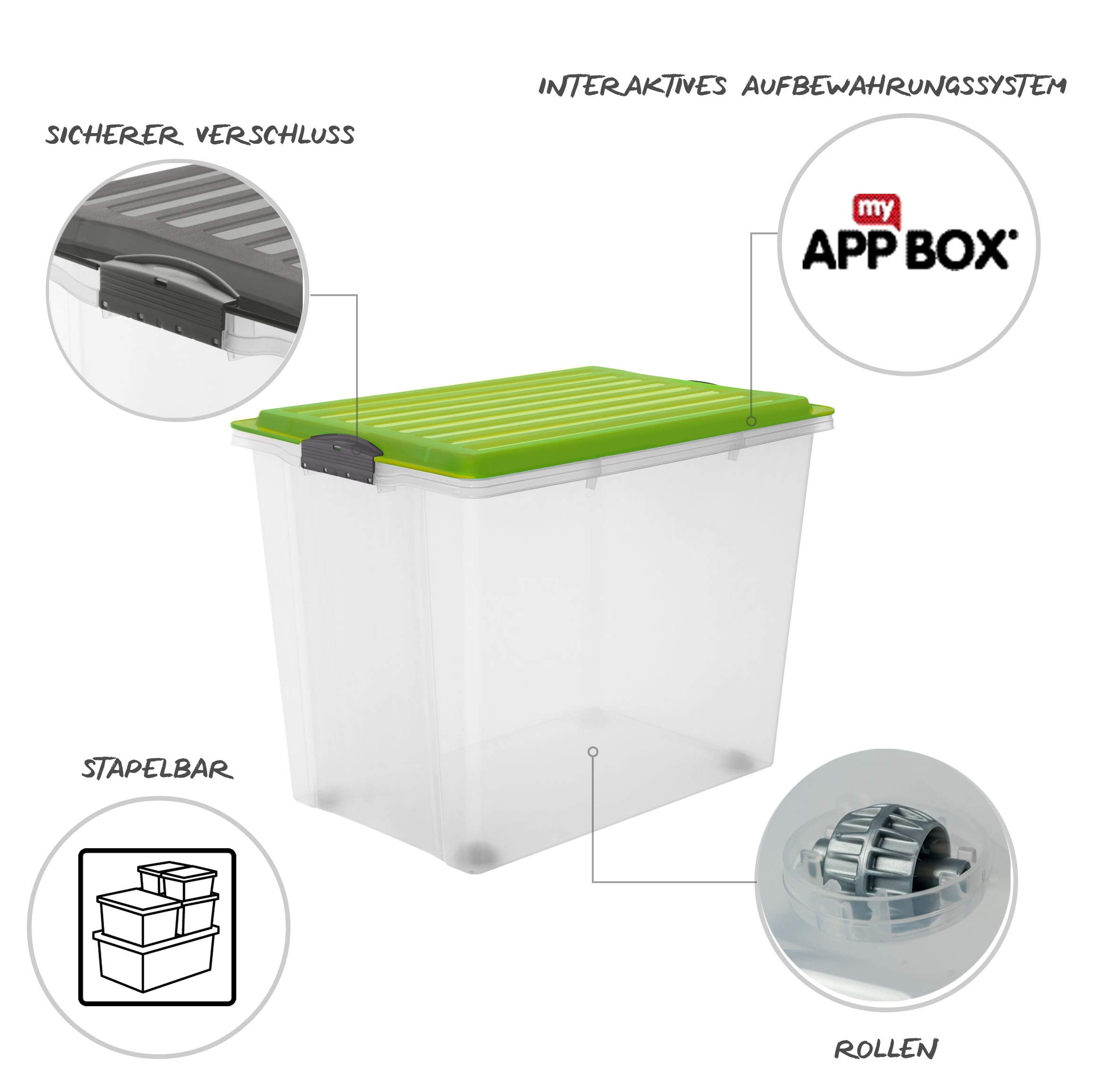 Rotho Compact Set Van 3 Opbergboxen 38l Met Deksel Kunststof Pp Bpa Vrij Transparant Groen 3 X A3 38l 57 0 X 40 0 X 25 0 Cm