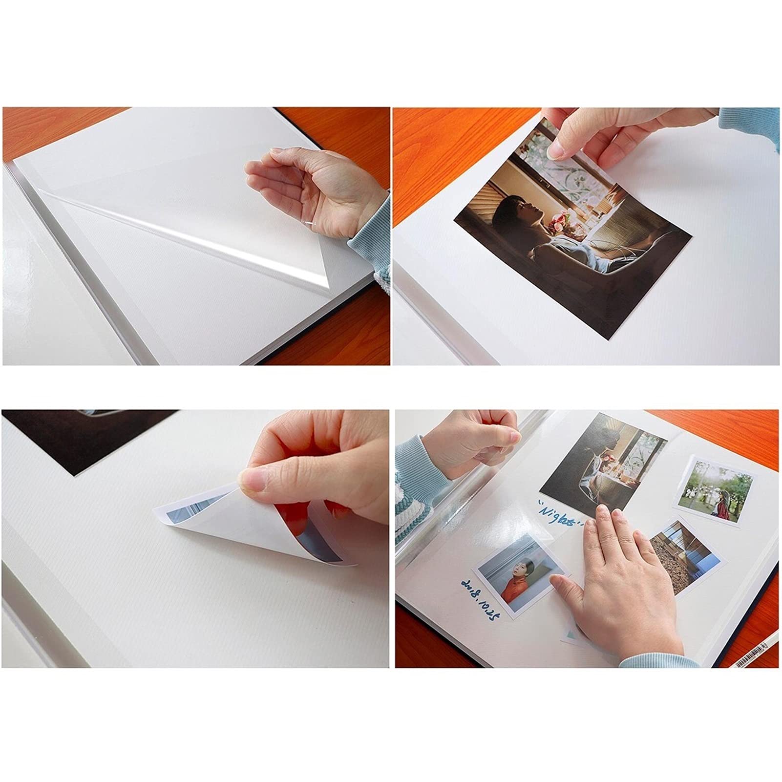 RAN Álbumes Álbum de Fotos Autoadhesivo, 40 páginas Blancas Página de autoajilla DIY Libro de Memoria de Viaje de álbum de álbum de DIY con Cubierta de Lino