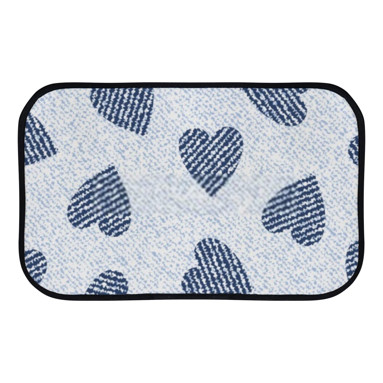 Nuansexi Bathroom Rugs Hearts Seamless Pattern Light Blue Floor Mats Non Slip Bathmat Doormat Tub Mat Coral Velvet Absorbent Entrance Carpet Mats Machine Washable Bedroom Decor