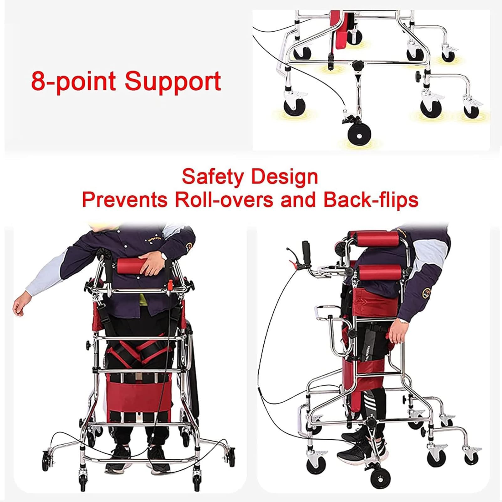 Andador para niños con parálisis cerebral Andador para personas mayores Andador para personas con discapacidad con freno de mano Rehabilitación de hemiplejia de pie Capacidad de carga 220 kg