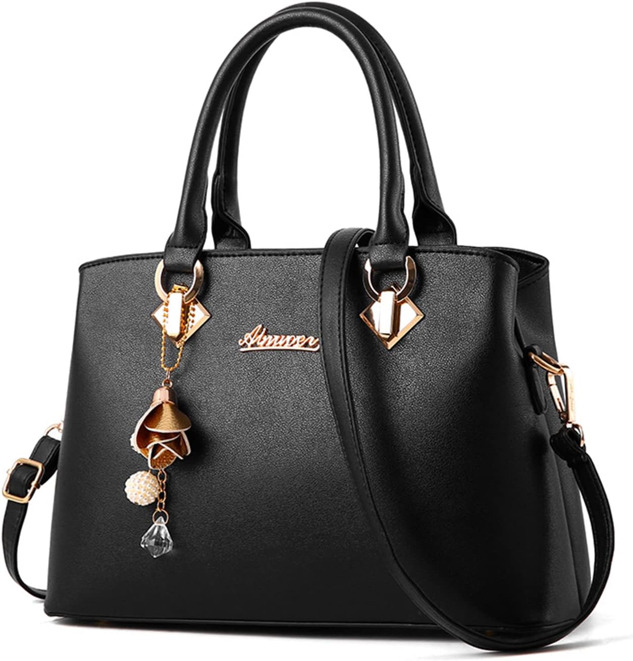 Fashion Women Handbags Tote Bag Elegant Top Handle Bags Ladies Cross Body Shoulder Bag PU Leather Work Bag Simple Satchel Bag with Pendant