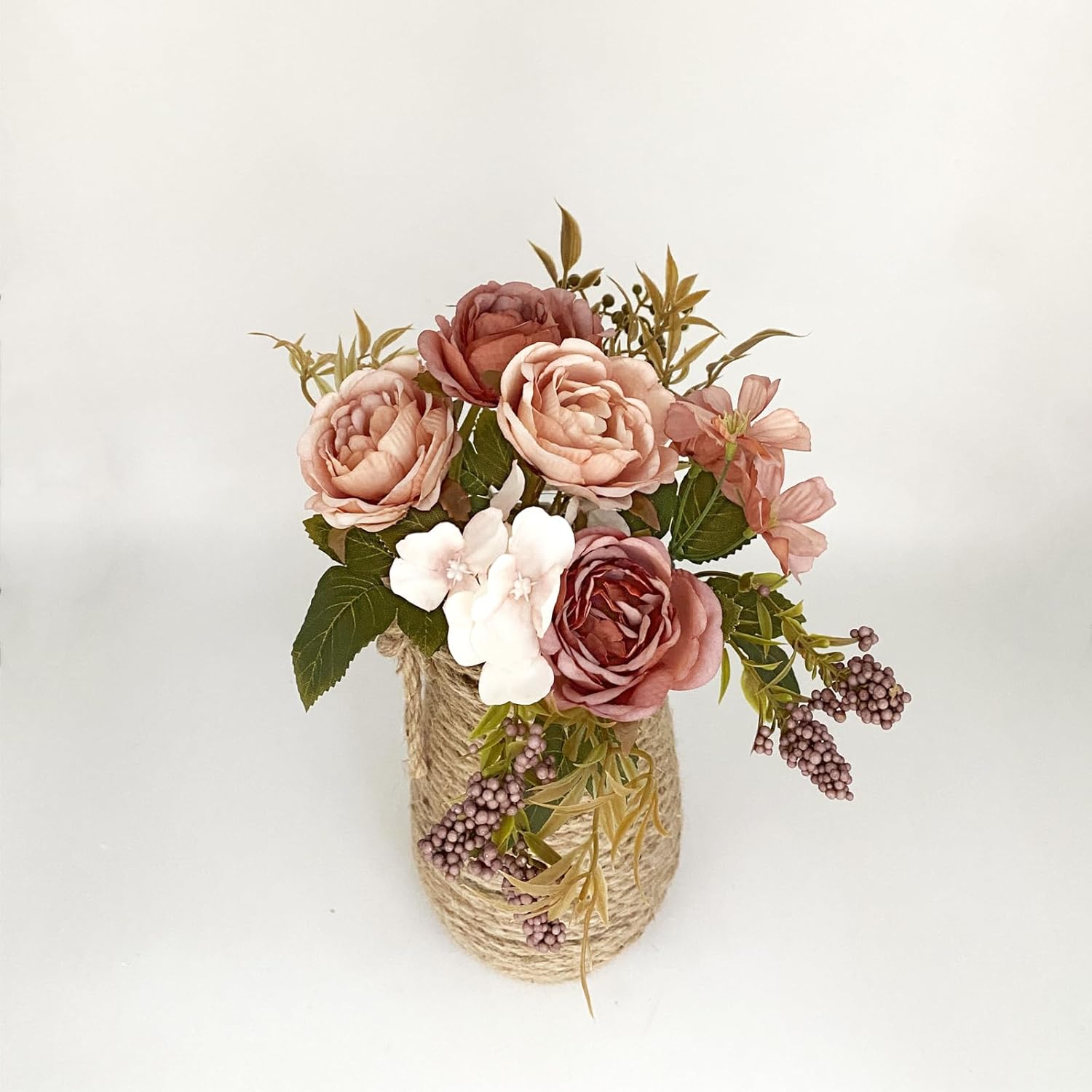 Pink Vintage Artificial Peony Silk Flowers Dusty Fake Flowers for DIY Wedding Bouquets Centerpieces Baby Shower Party Home Decoration Rustic Peony Bunch Pack of 3