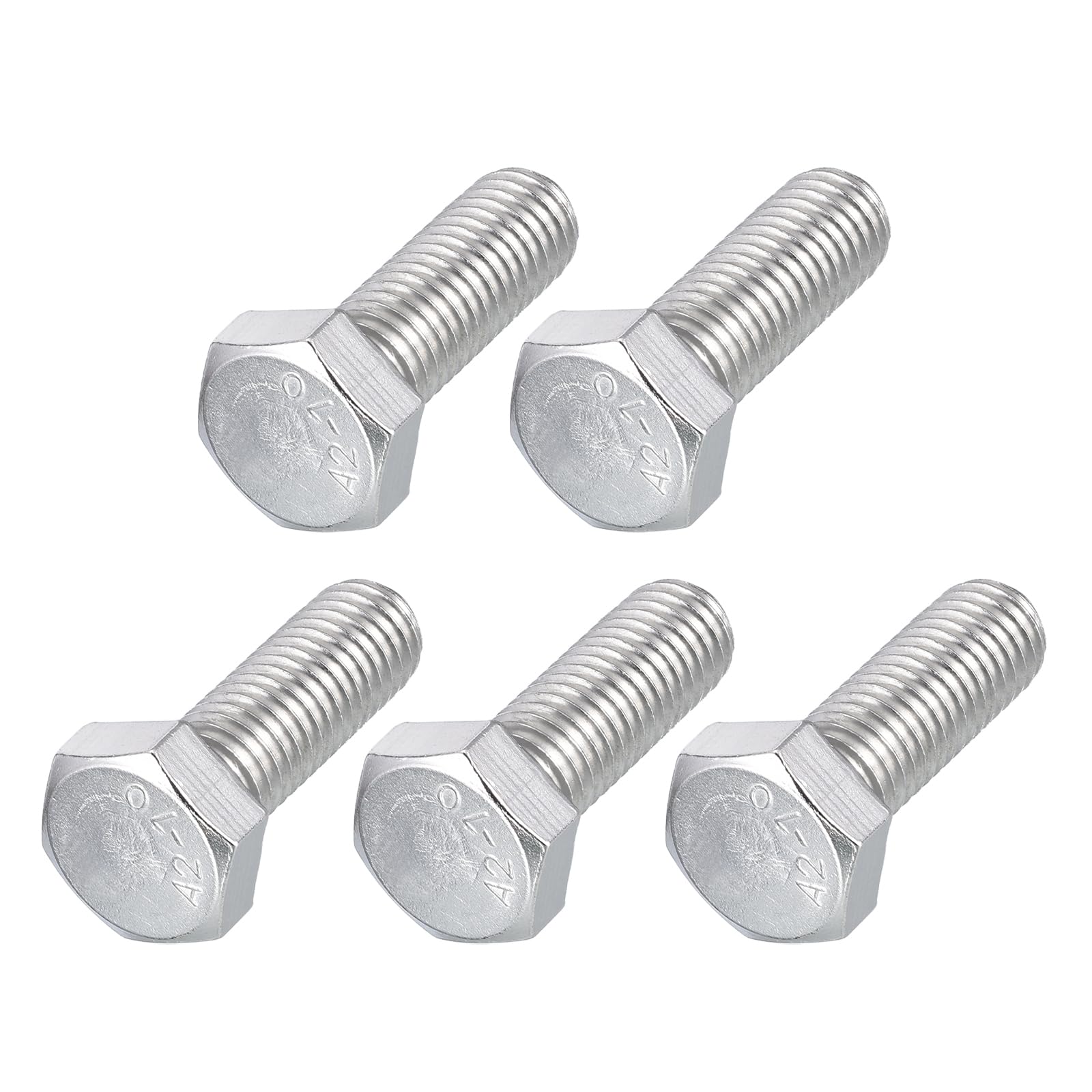 METALLIXITY Hex Bolts (M12-1.75x35mm) 5Pcs, 304 Stainless Steel Coarse Fully Threaded Hex Head Screw Bolt Machine Screws