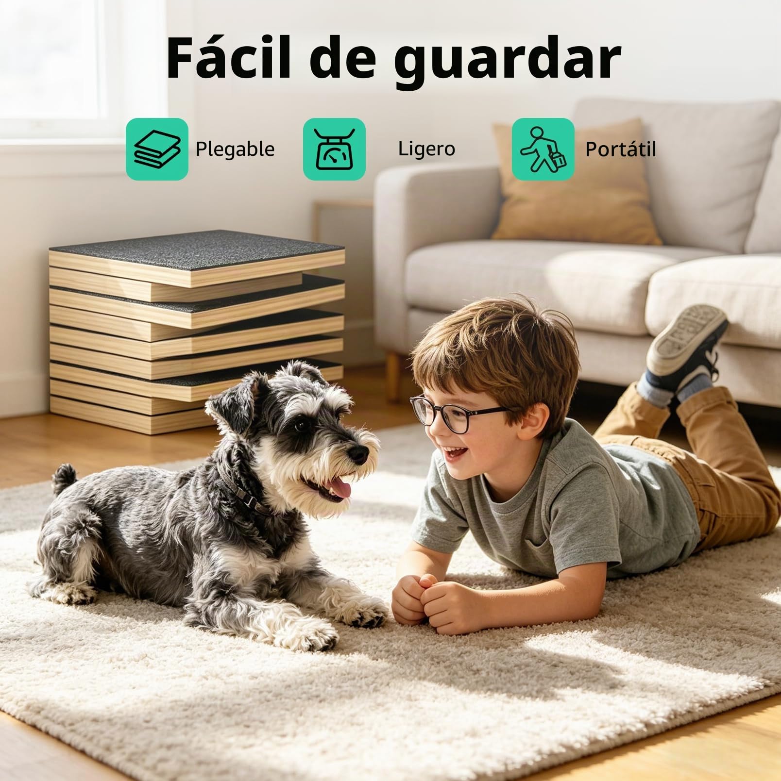 Rampa para Perros de 4 Piezas, escaleras para Perros con Altura Ajustable | superficie de alfombra antideslizante y almohadillas, escalones de madera para mascotas