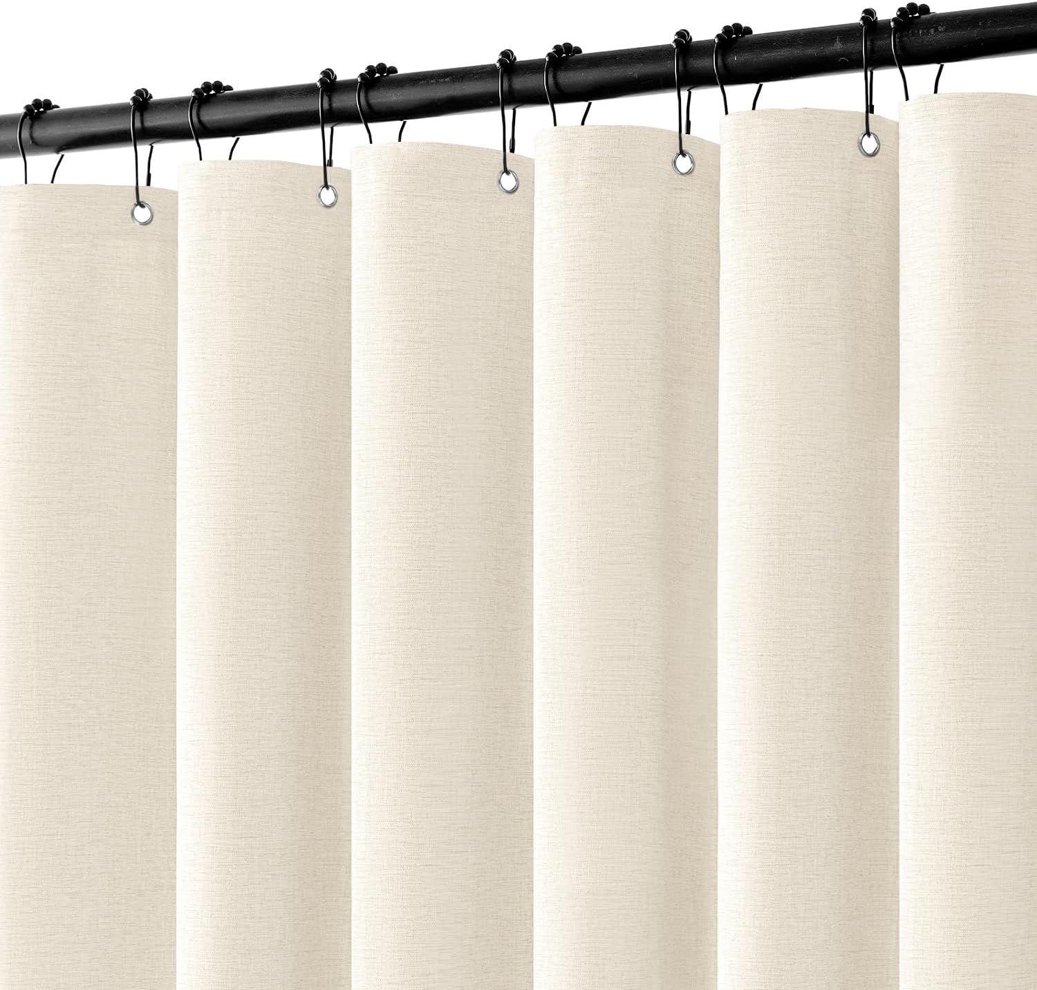 MIULEE Linen Shower Curtain with 12 Metal Hooks Modern Heavy Duty Washable Fabric Curtain Set Waterproof Thick Cloth Shower Curtains for Bathroom Bathtub Washable, W72*L72, Ivory 72"W x 72"L (Pack of 1) Ivory