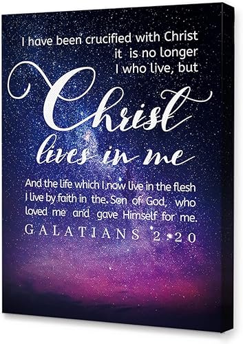 LISTNGBO Lienzo artístico de pared de Gálatas 220, versículo bíblico, pintura cristiana de lienzo para decoración de pared para el hogar, oficina,