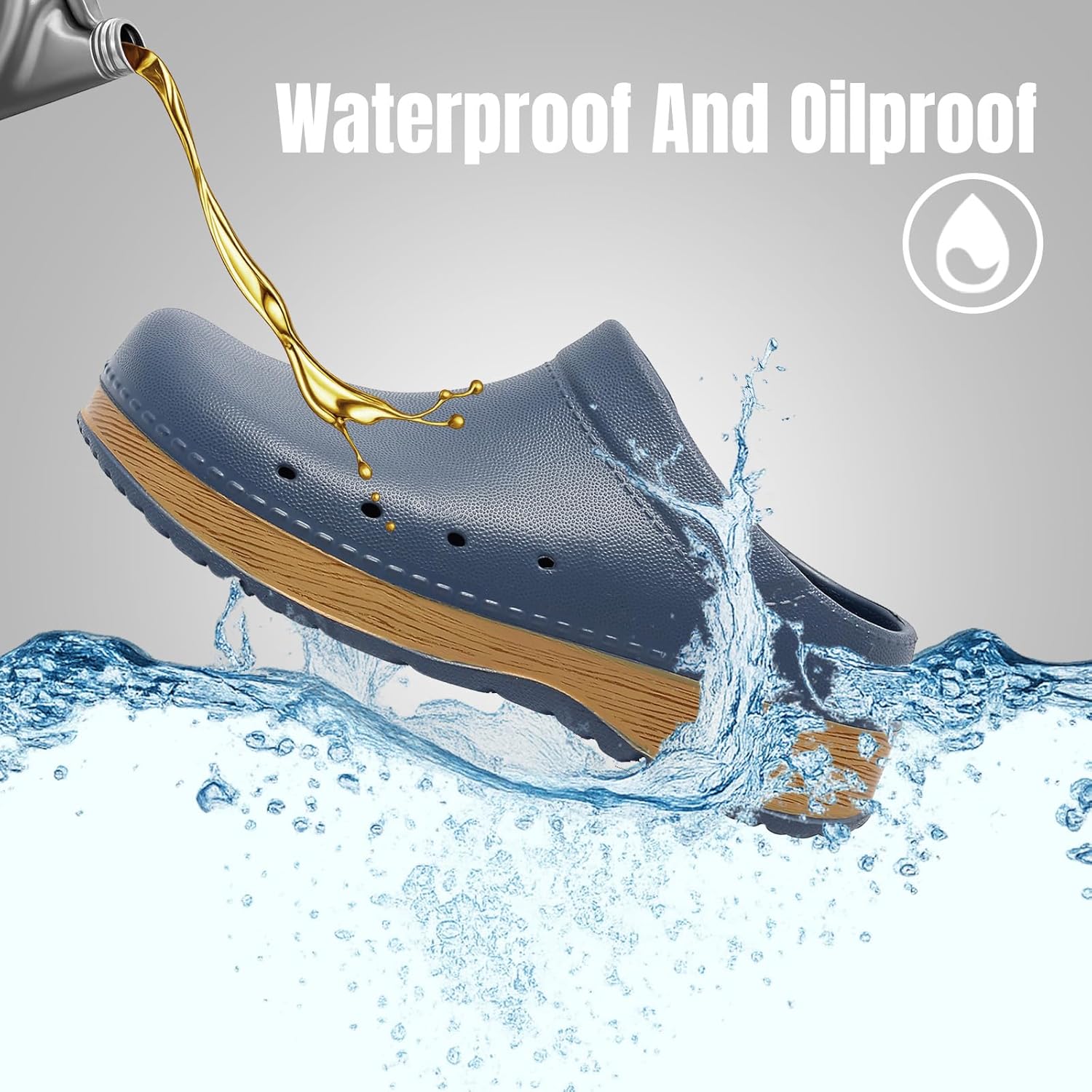 youermei Slip-On Men's Clogs Women's Mules, Lightweight Work Sandals with Removable EVA Footbed, Arch Support, Non Slip Closed Toe Chef Nurse Shoes, Comfortable Cork Slides - Image 5