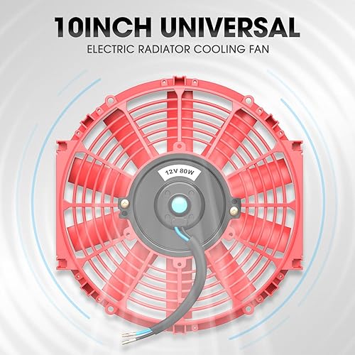 Vista 105 de DNA Motoring Ventilador de radiador delgado de enfriamiento eléctrico de alto rendimiento de 7 pulgadas con kit de montaje, azul, RAF-7-BL+FMK