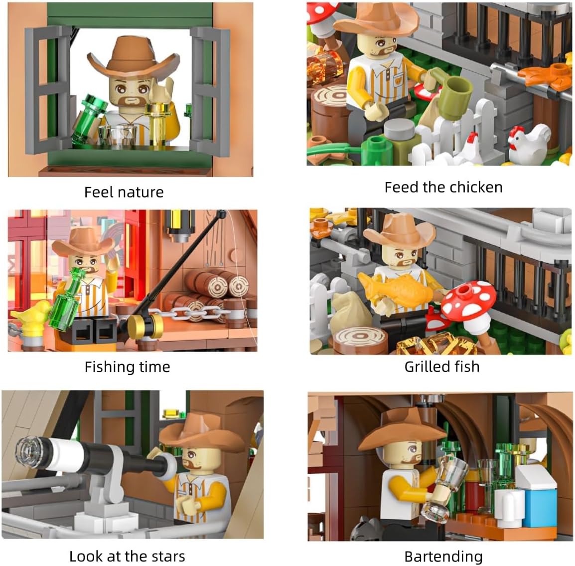 Wood Cabin Building Set Forest Wooden House Building Blocks Mini Cabin Architecture Model Construction Set 1486PCS