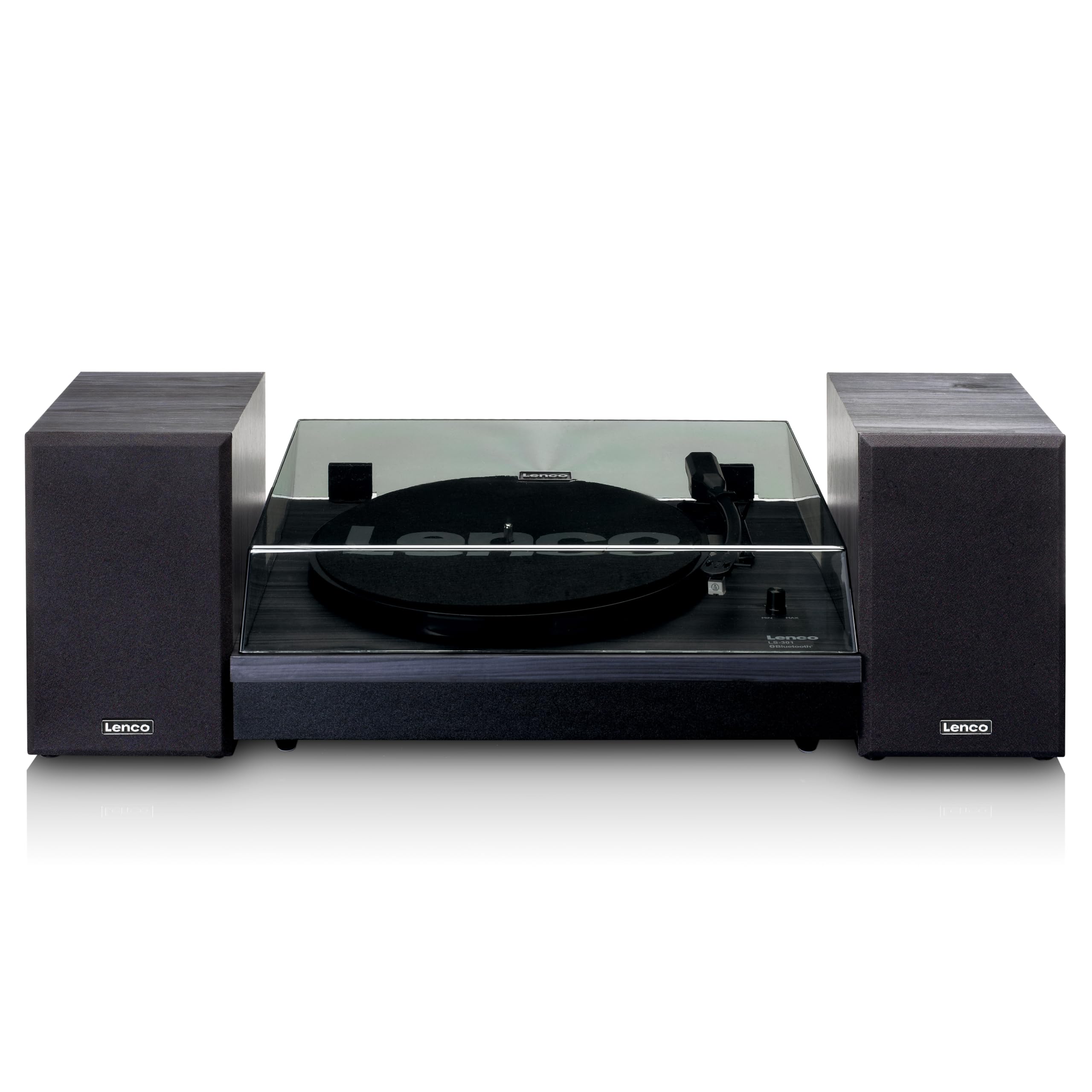 Lenco LS-301BK - Bluetooth® Plattenspieler mit Zwei externen Lautsprechern und 2 x 10 Watt RMS, schwarz
