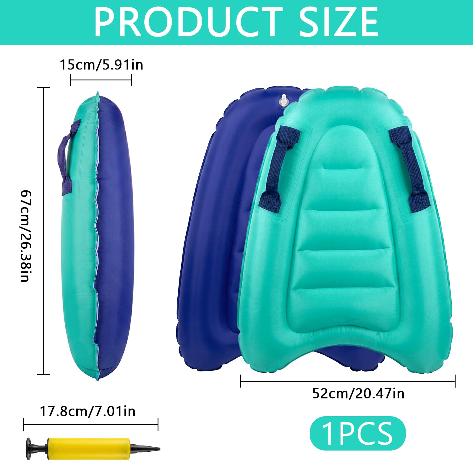 Tabla de Bodyboard Flotante 67x52cm con Asas Ligera Plegable Surf Playa Deportes Acuáticos