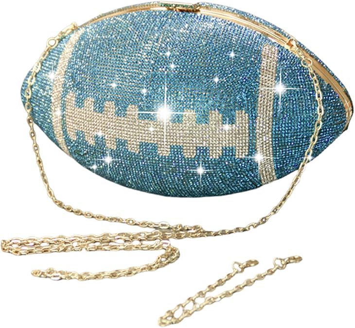 Evevictor Rhinestone Football Shaped Rugby Quirky Bag Crystal