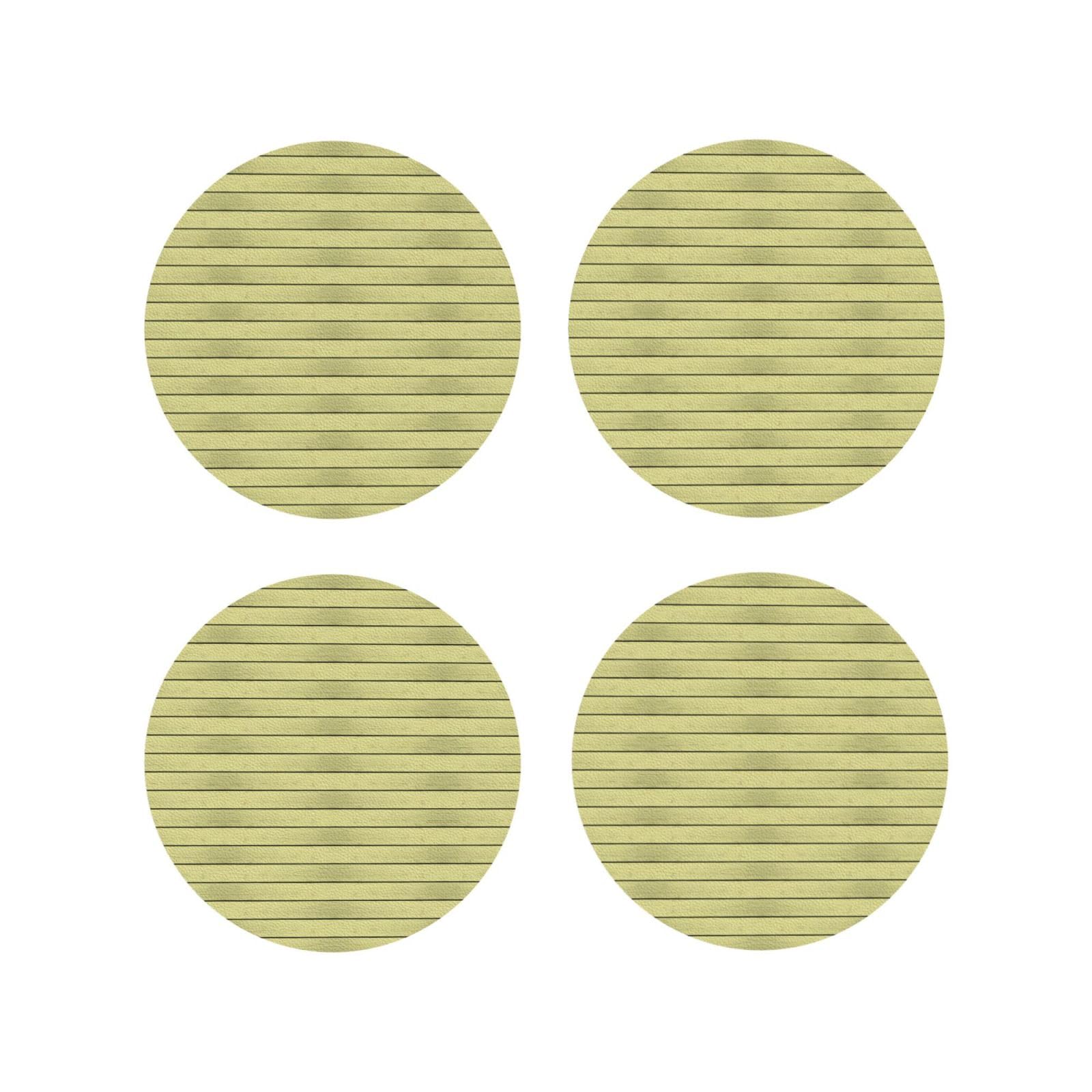 Leather Coasters Set of 4 - Bright Yellow Wood Grain Print Lightweight Drink Coasters for Desk