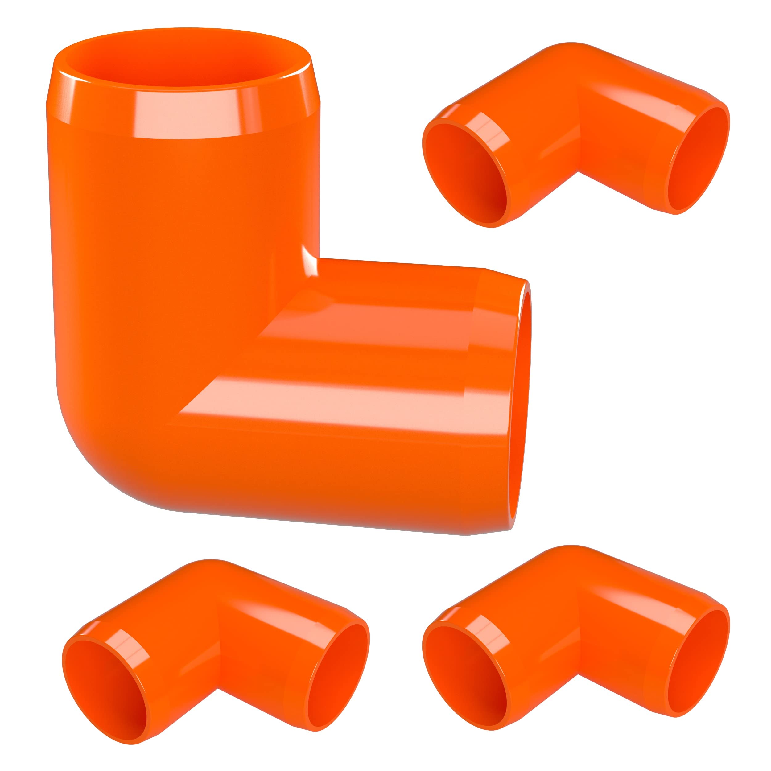FORMUFIT 1-1/4” 90 Degree Elbow Furniture Grade PVC Fitting in Orange, Made in USA, UV-Resistant, Impact-Proof, 1.660” Actual Socket Diameter (Pack of