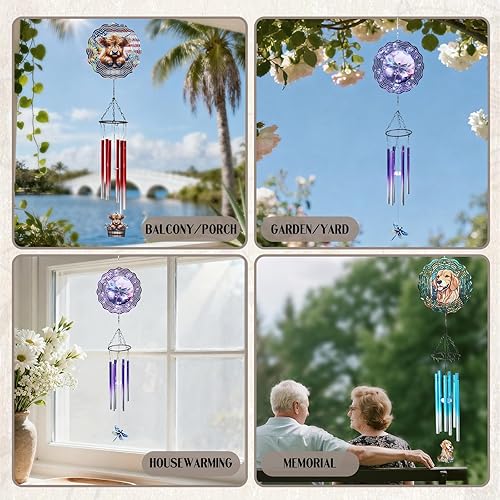 Miniatura 4 de Campana de viento de libélula para exteriores, campanilla de viento de metal con giratorios, libélulas, regalos para mujeres, jardín, patio,